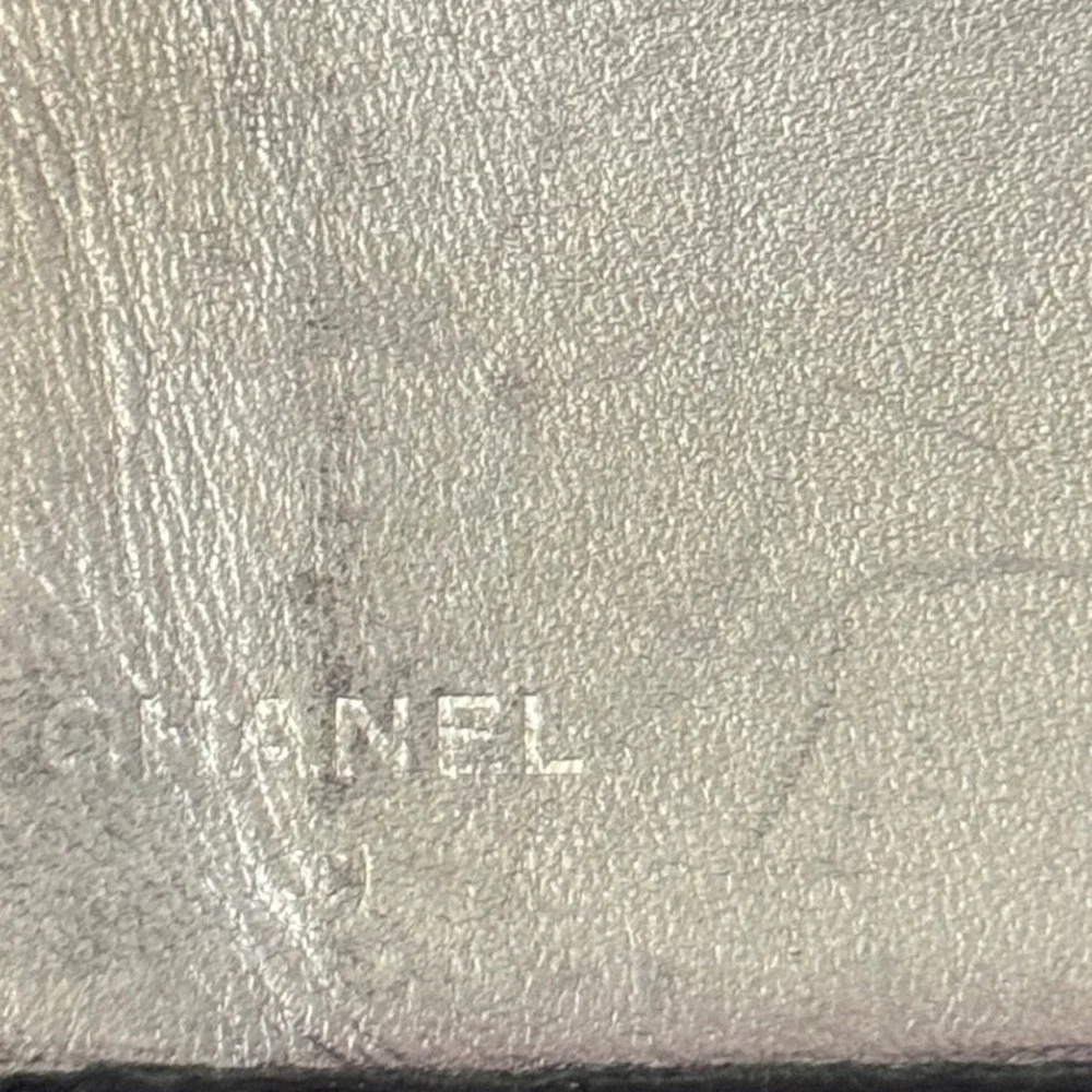 Chanel Black Leather Vertical Stitch Bifold Long Wallet Silver Interior CC Logo
